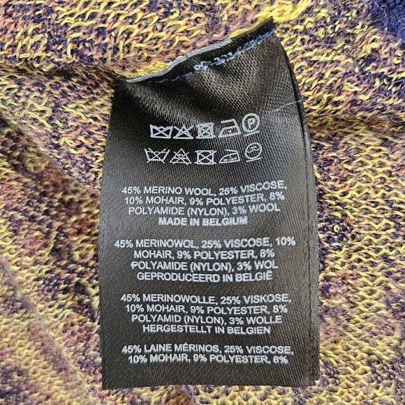 DRIES VAN NOTEN PURPLE/YELLOW JACQUARD SHORT SLEEVES SWEATER (XS) - Picture 7 of 7